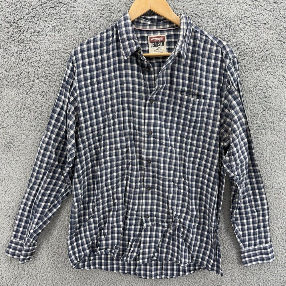 Wrangler Jeans Co Men's Large Long Sleeve Plaid Button Up Western Dress Shirt